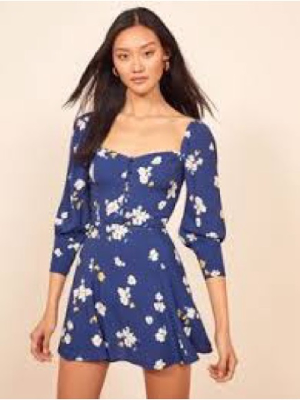 Reformation Lumiere Floral Mini Dress Blue White Size 2